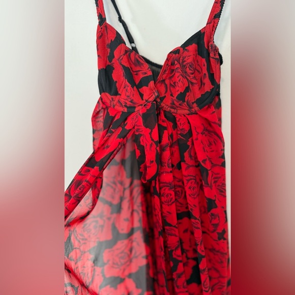 Victoria's Secret Black & Red Vintage with Floral Pattern Dress Size XS 2148 - Picture 4 of 8